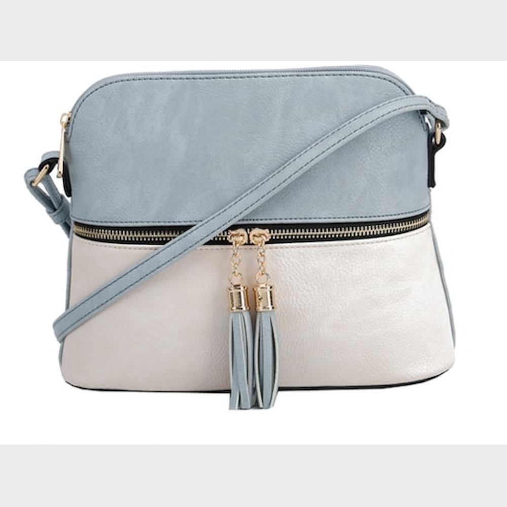 DONATED! Bella Blue & Ivory Crossbody Bag Purse NWT!!! - Picture 1 of 4